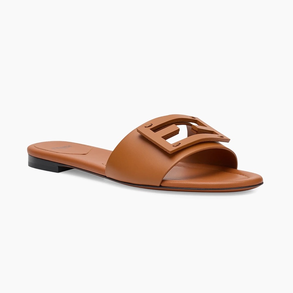 Fendi Tan Slide Sandals